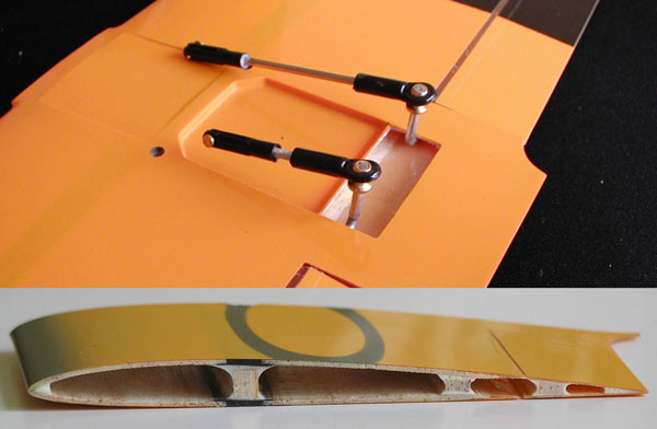 Voodoo servo mounting and wing construction