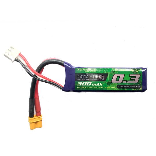 Nanotech 2S 300 mAh LiPo Battery 45C wth XT30 Plug (NTECH-2S-300-XT30)