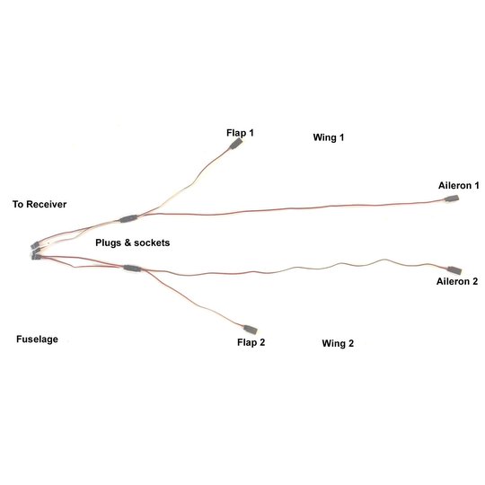 Small Lightweight 4 Servo Wing Wiring Harness 55 cm (2) (HS-4119-22-55)
